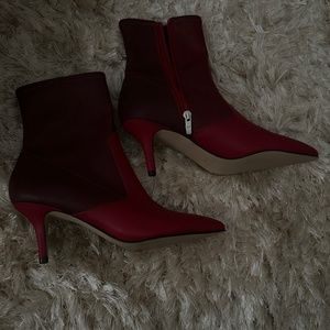 Marc Fisher Women Shoes Booties Red Kitten Heel